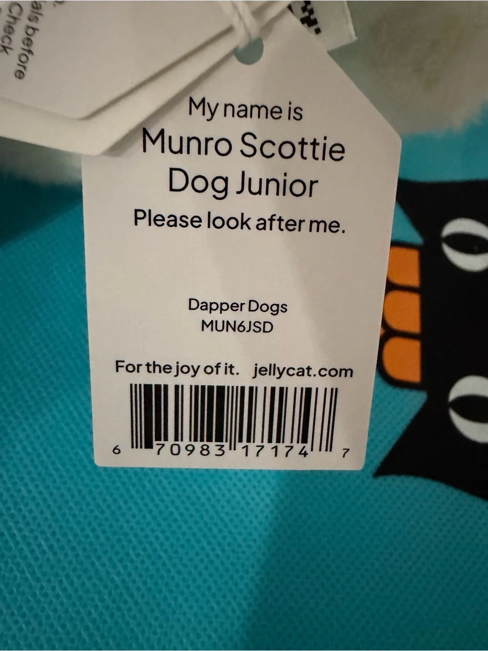 Jellycat  Munro Scottie Dog Junior Soft Toy China-only edition